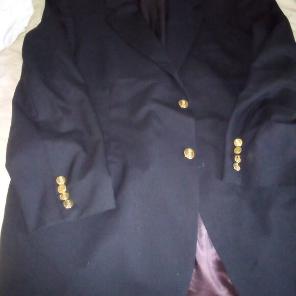 Saville Row 100% Genuine Navy Single Breasted Blazer Single Vent 44 Long Gold Bt - Picture 1 of 2